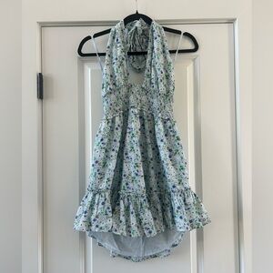 Aerie Spring Fling Floral Halter Mini Dress Cotton Size XS NWT